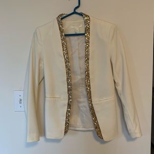 Blazer with gold sparkle trim